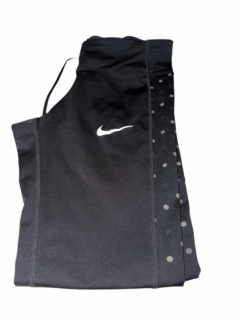 Nike Black Leggings with White Swoosh and Silver Dot Trim